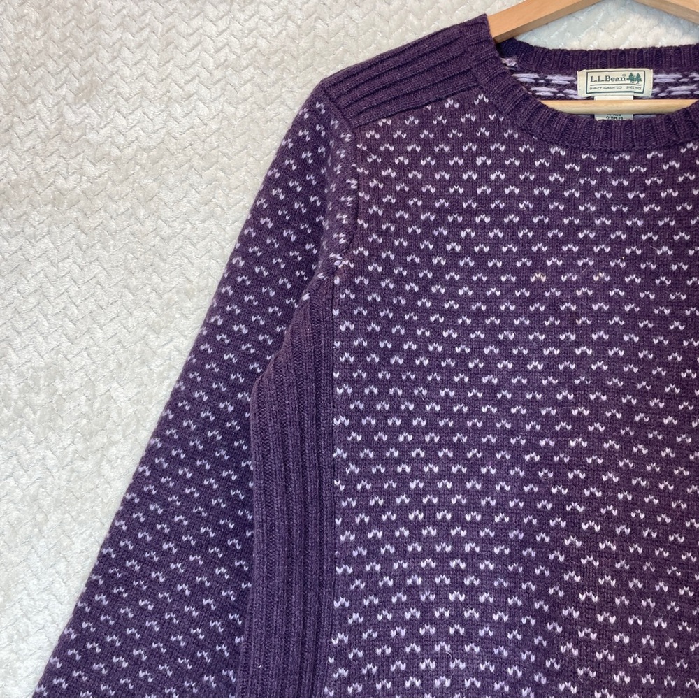 L.L. Bean women's purple classic lambswool birdseye knit sweater size M - Picture 6 of 11